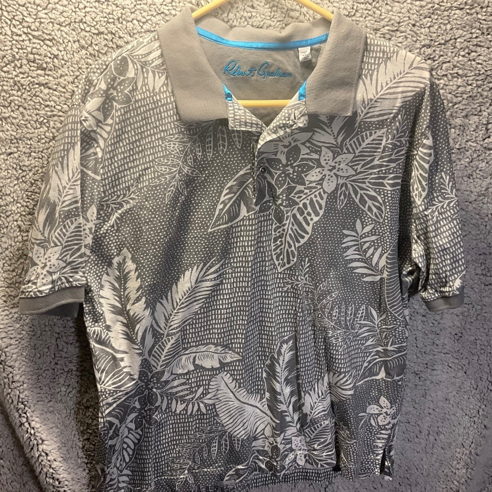 Robert Graham classic fit floral polo golf shirt size XL
